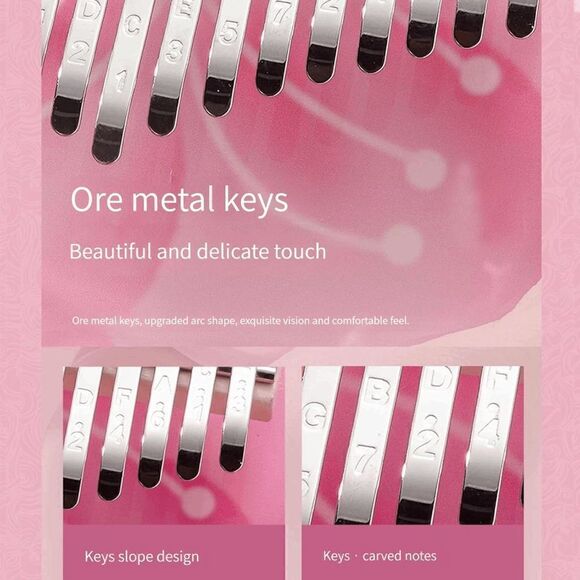 Kalimba 17 Note Keys Thumb Piano Pink Crystal Clear Transparent Finger Piano - Picture 4 of 6